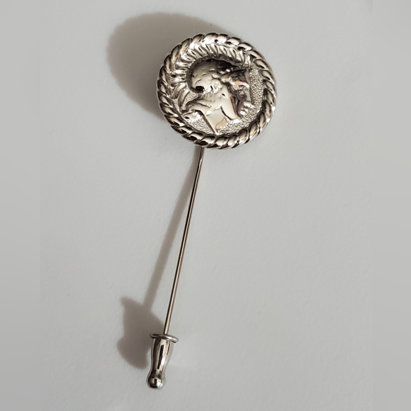 Vintage monet coin Roman Greek hat pin stick pin brooch silver euc vtg estate - Picture 1 of 6